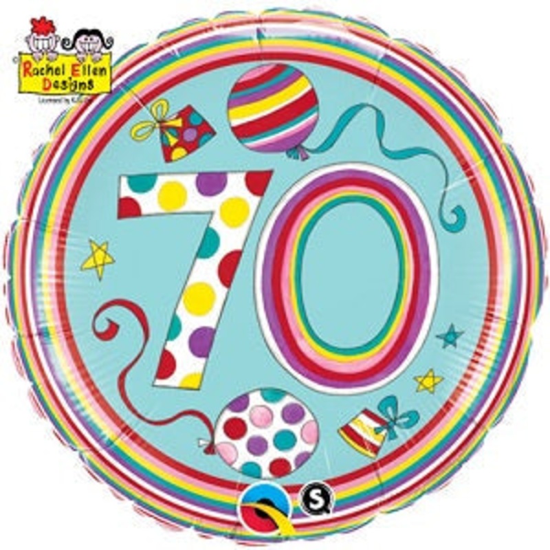 18" Dots & Stripes Age 70 Licensed Mylar Balloon