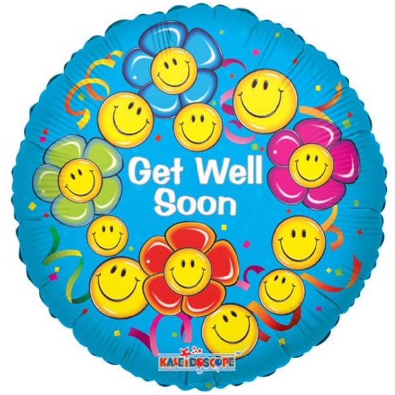 18" Get Well Smiling Flowers Balloon
