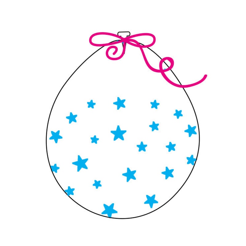 18" Latex Stuffing Balloons (25 Per Bag) Decomex Clear SMALL STAR with BABY BLUE INK