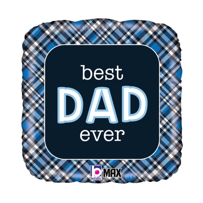 18" Max Float Best Dad Ever Plaid Foil Balloon