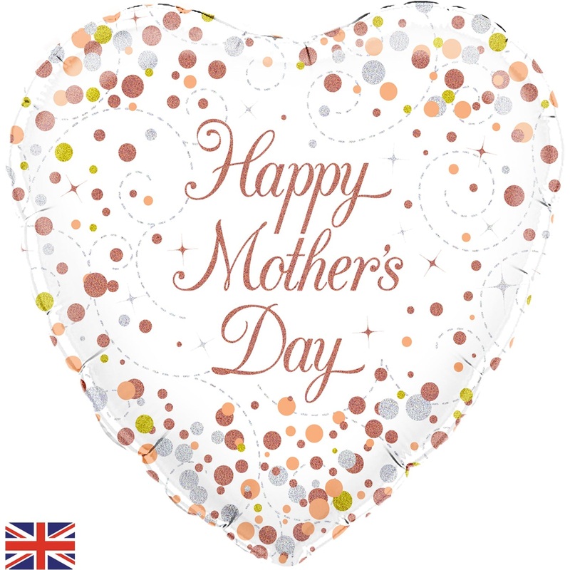 18" Oaktree Sparkling Fizz Happy Mothers Day Rose Gold Holographic Foil Balloon