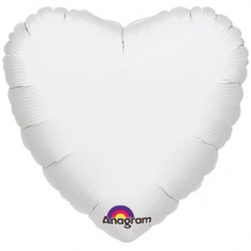 18" White Heart Anagram Brand Balloon