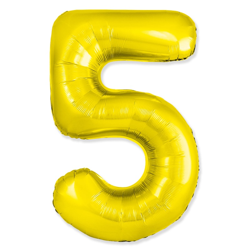 32" Inflated (40" Uninflated Approx) Number "5" Slimmer Design Gold Brand Flexmetal