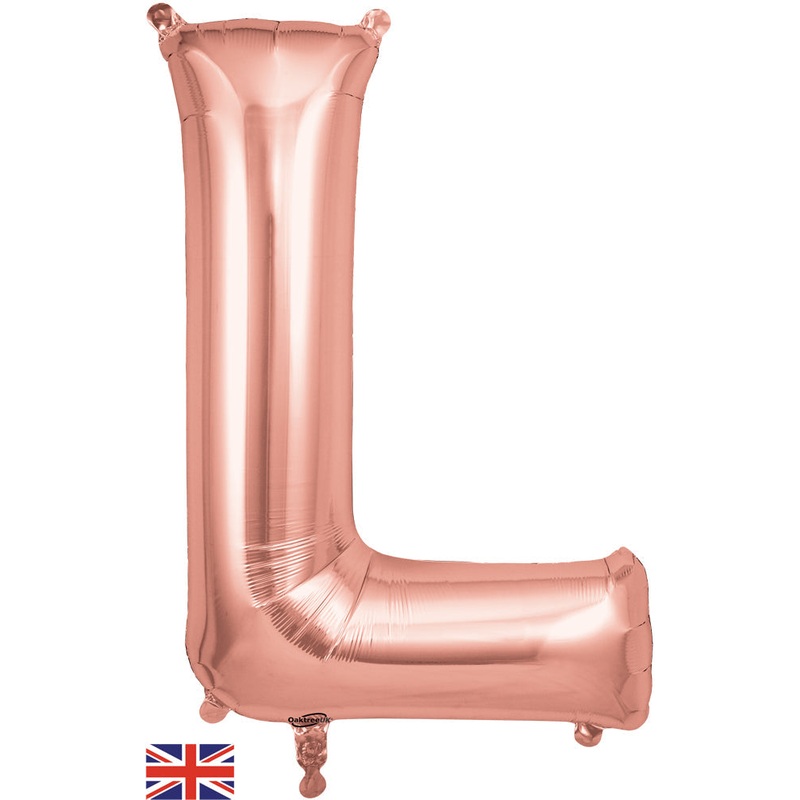 34" Letter L Rose Gold Oaktree Brand Foil Balloon