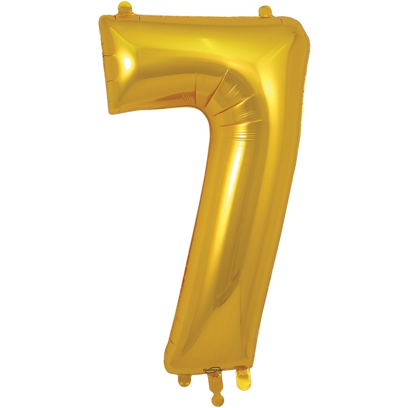 34" Number 7 Gold Oaktree Foil Balloon