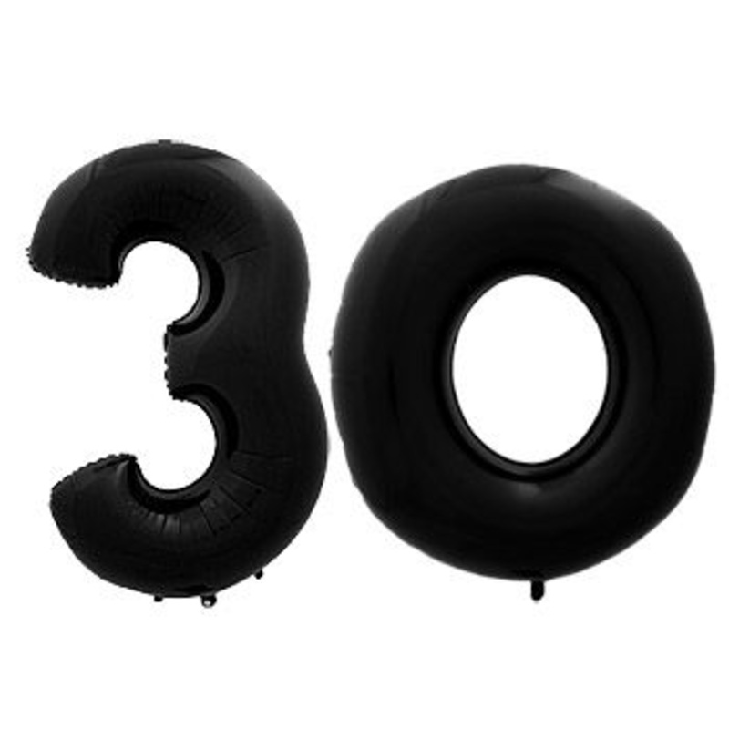 40" (34" Inflated) Black Megaloon Numbers "30" Balloon