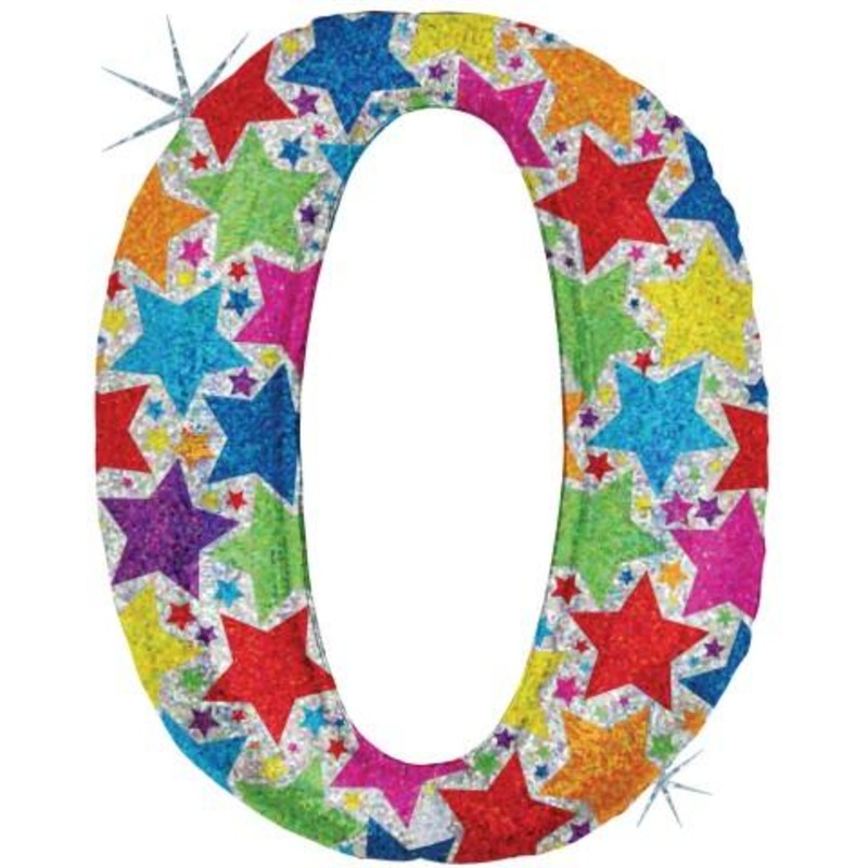 40" (34" Inflated) Designer Megaloon Holographic Number 0 Balloon