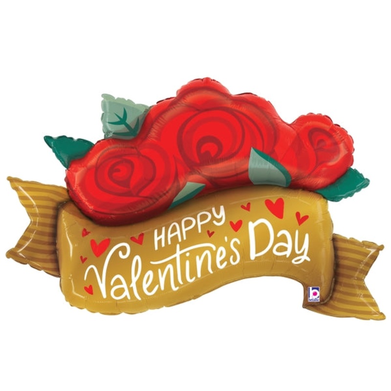 41" Foil Shape Valentine Red Rose Banner Foil Balloon