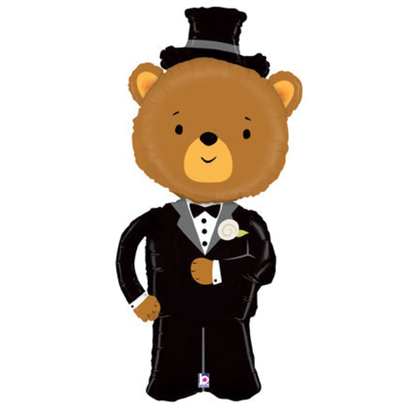 49" Foil Shape Linky Groom Bear Balloon