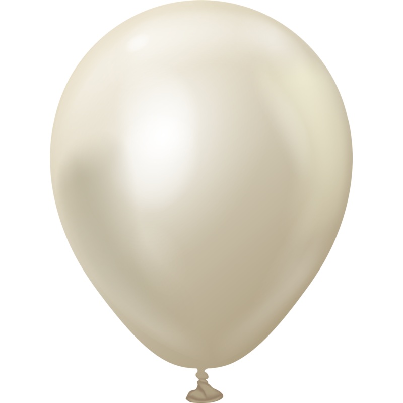 5" Kalisan Latex Balloons Mirror White Gold (50 Per Bag)