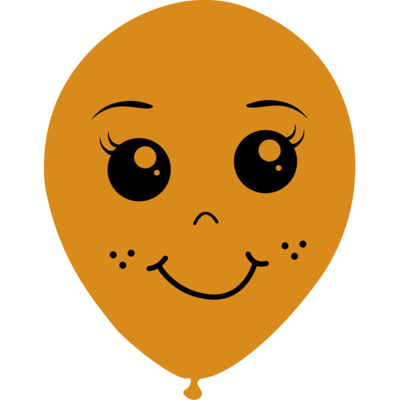 5" Latex Balloons Single Sided (25 Per Bag) Face Print 02 Decomex Mocha Brown