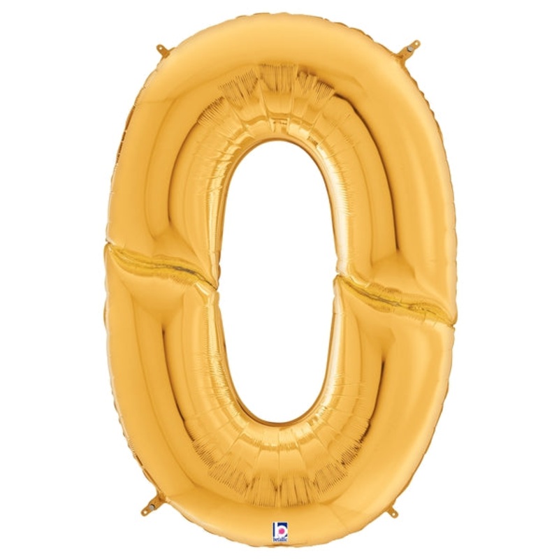 64" Foil Shaped Gigaloon Balloon Packaged Number 0 Gold