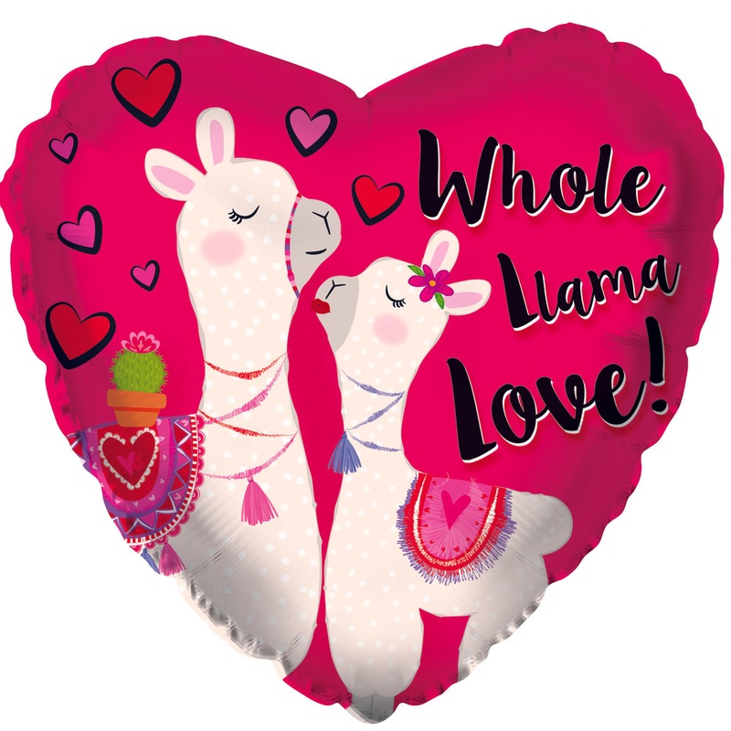 9" Airfill Only Whole Llama Love Foil Balloon