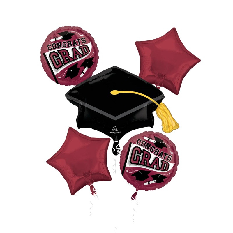 Bouquet Graduation School Colors Be True to Your School - Berry Foil Balloon