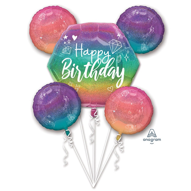 Bouquet Sparkle Happy Birthday Foil Balloon