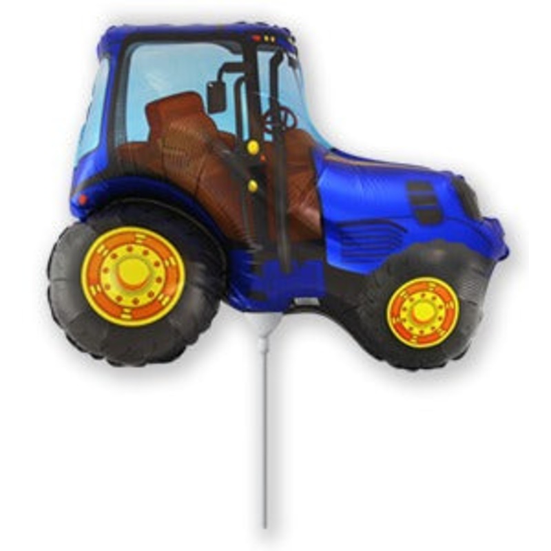 12" Airfill Only Tractor Mini Blue Foil Balloon