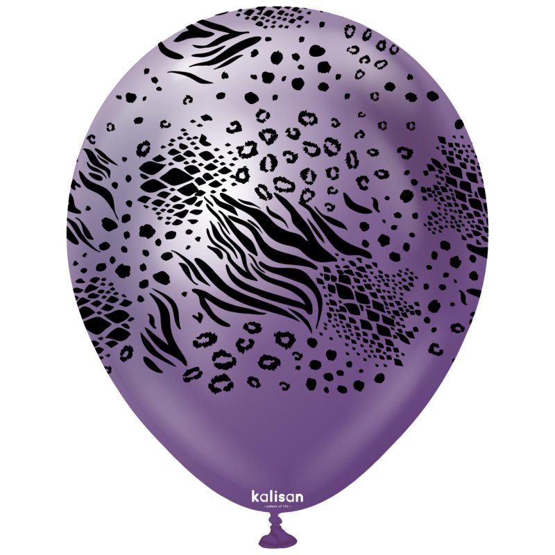 12" Balloons Printed Mutant Safari Mirror Violet Kalisan (25 Per Bag)