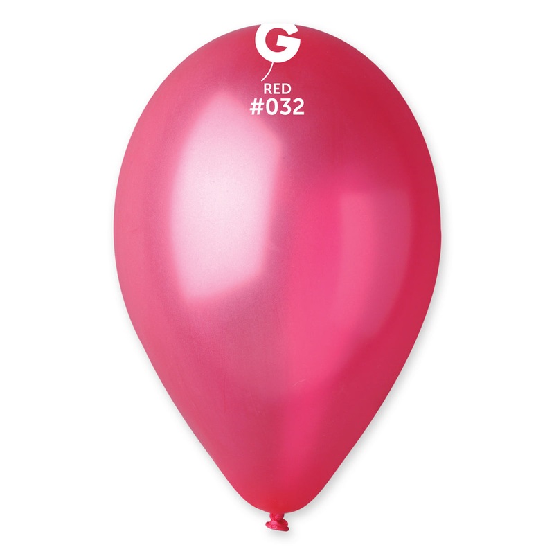 12" Gemar Latex Balloons (Bag of 50) Metallic Berry Red