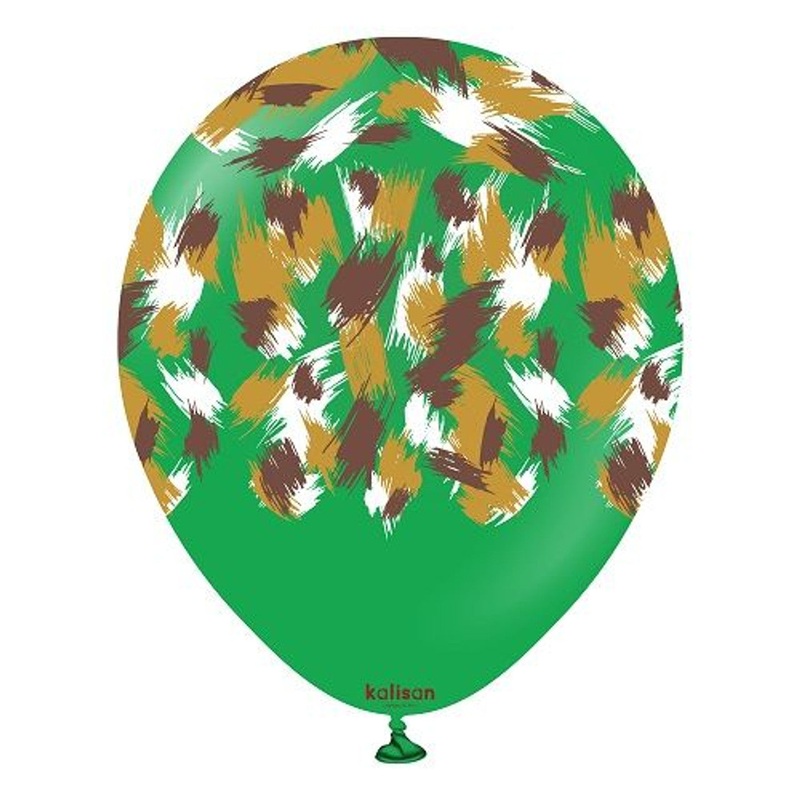12" Kalisan Latex Balloons Printed Safari Savanna Green (25 Count)