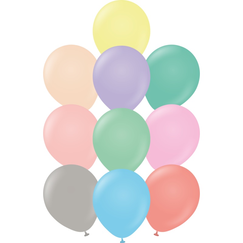 12" Kalisan Latex Balloons Standard Pastel Assortment (50 Per Bag)