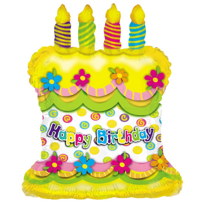 14" Airfill Only Happy Birthday Cake Balloon