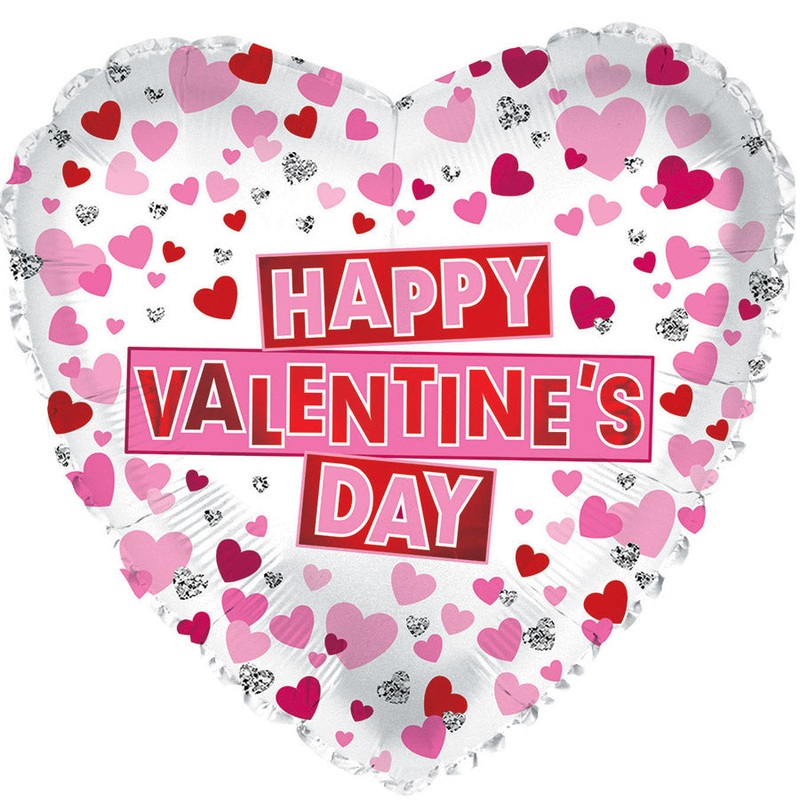 17" Happy Valentine's Day Red & Pink Hearts Foil Balloon