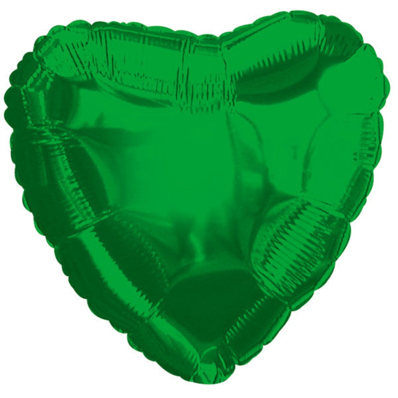 18" CTI Brand Green Heart Foil Balloon