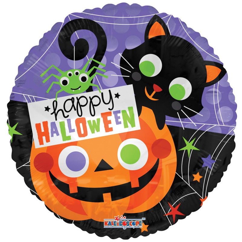 18" Halloween Cat & Pumpkin Balloon