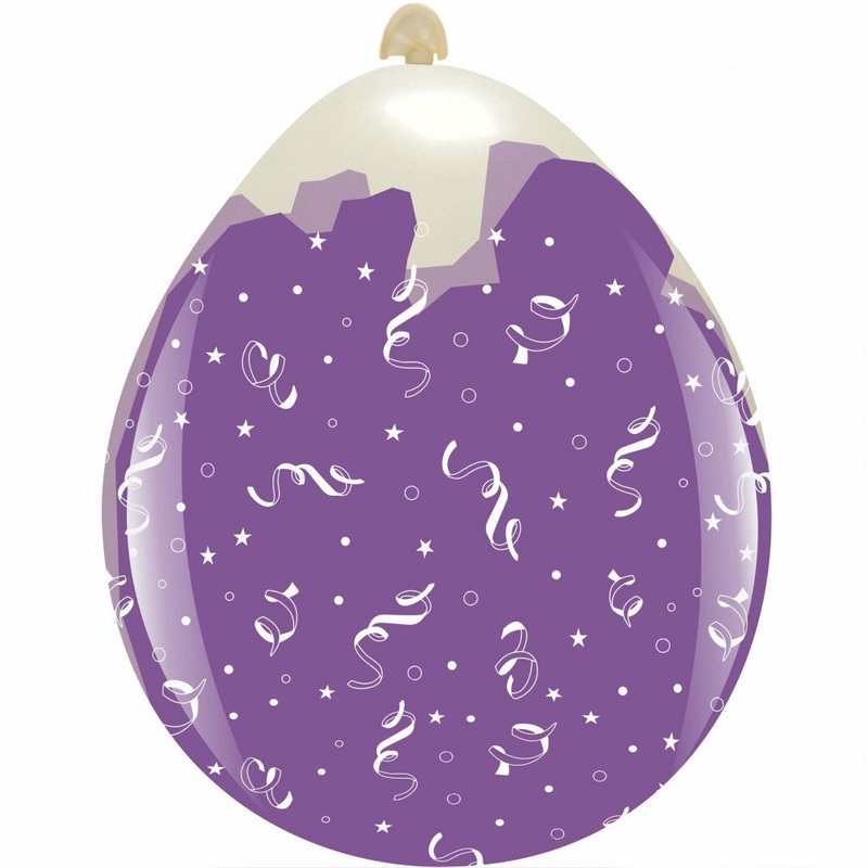 18" Streamers All Around (10 Per Bag) Cattex Brand Printed Stuffing Latex Balloons