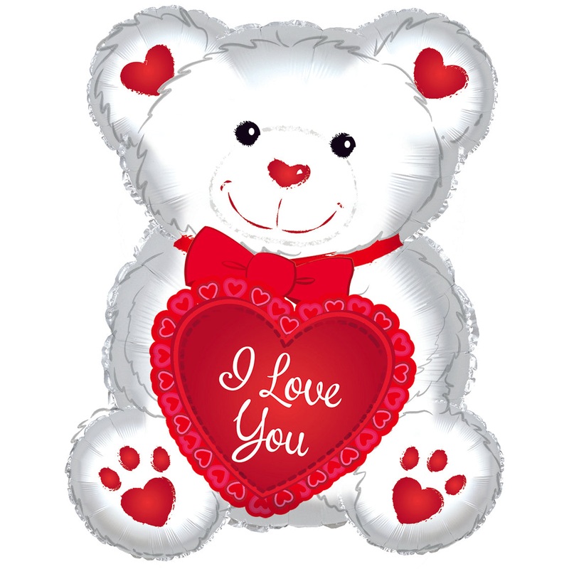 20" I Love You White Bear Balloon