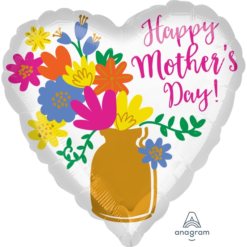28" Happy Mother's Day Gold Vase Foil Balloon
