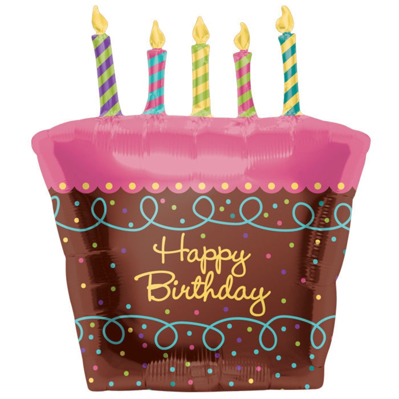 31" Foil Balloon Birthday Cake with Candles