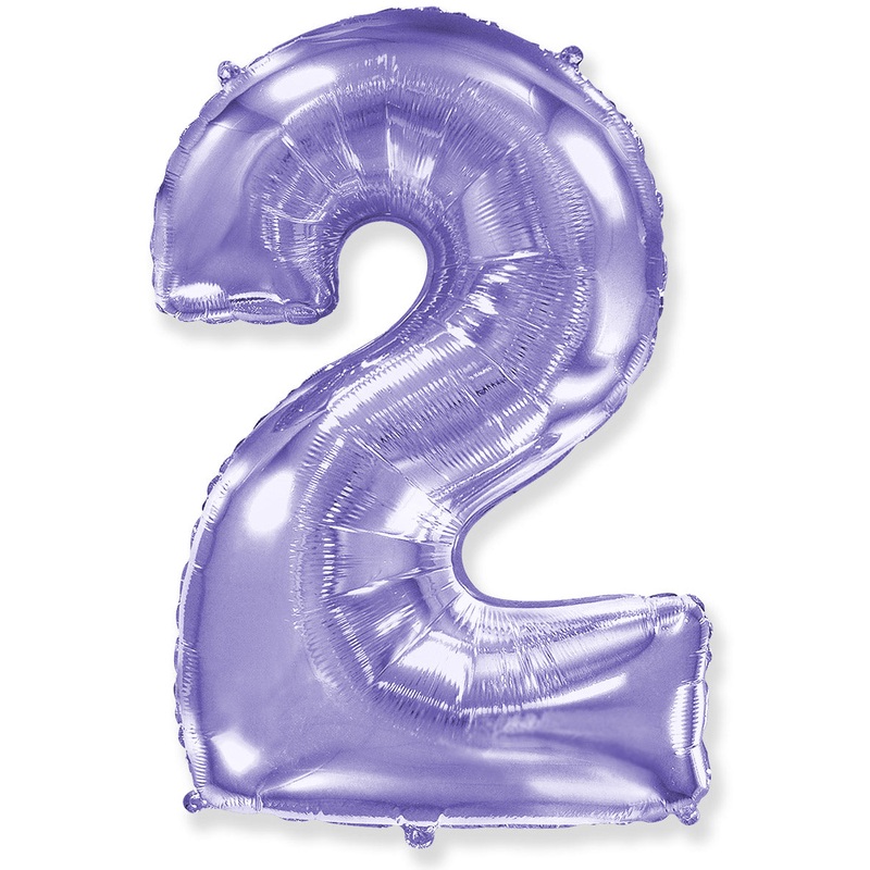 32" Inflated (40" Uninflated Approx) Lilac Number "2" Foil Balloon Flexmetal
