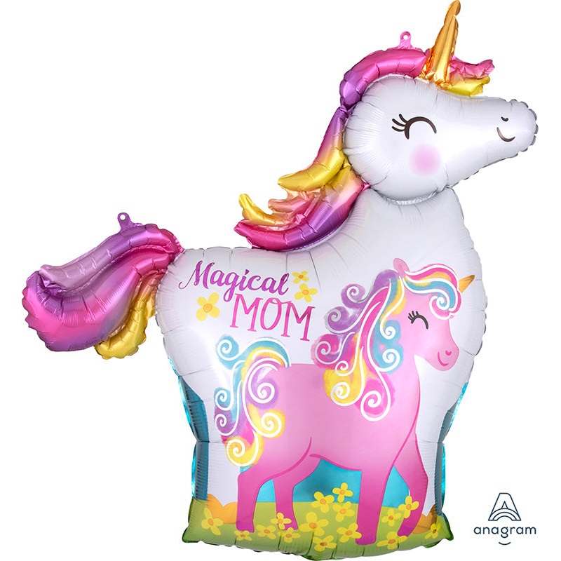 32" Mama & Baby Unicorn Magical Mom Foil Balloon