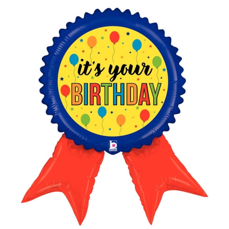 34" Foil Shape Birthday Ribbon Foil Balloon