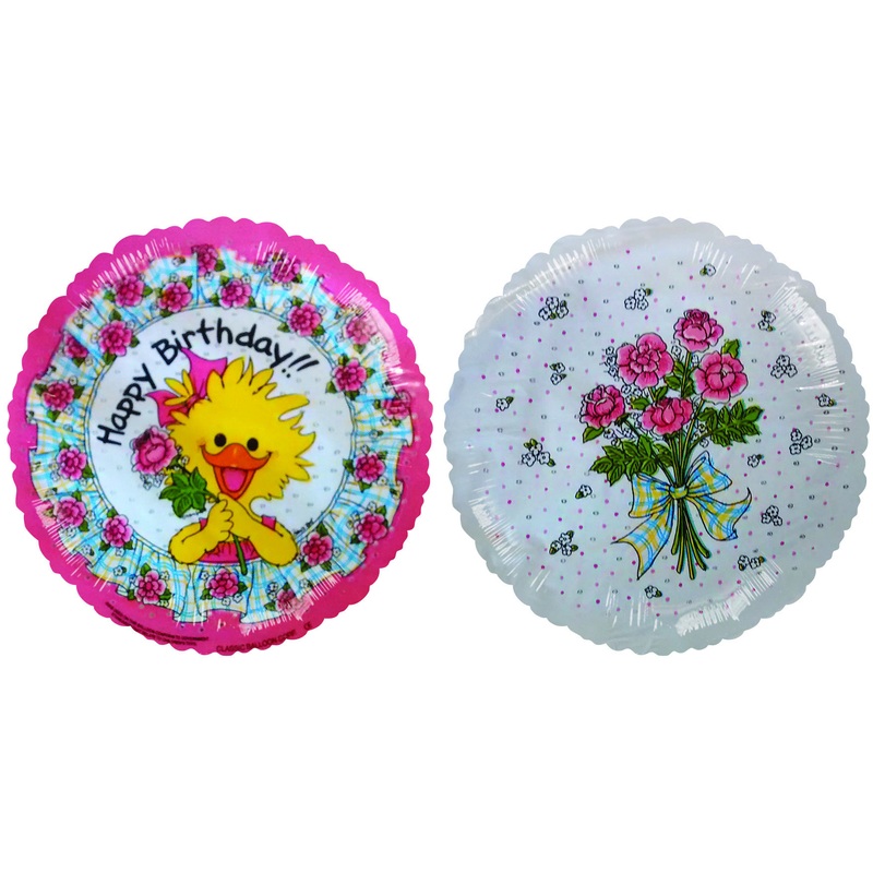 4" Airfill Only Happy Birthday Rose Suzi/Plaid Balloon