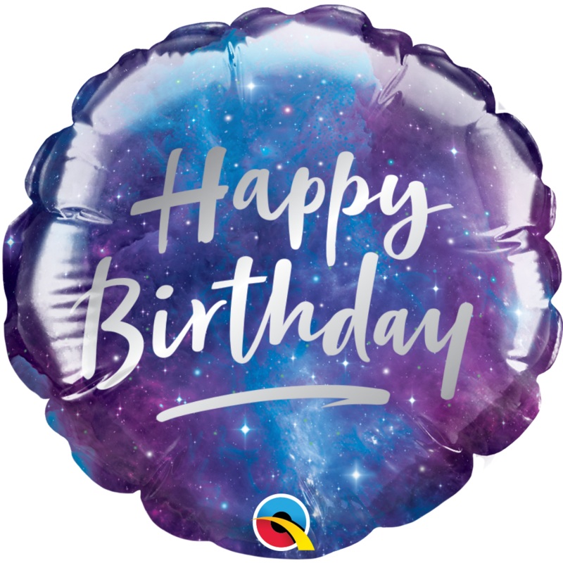 4" Airfill Only Round Happy Birthday Galaxy Balloon