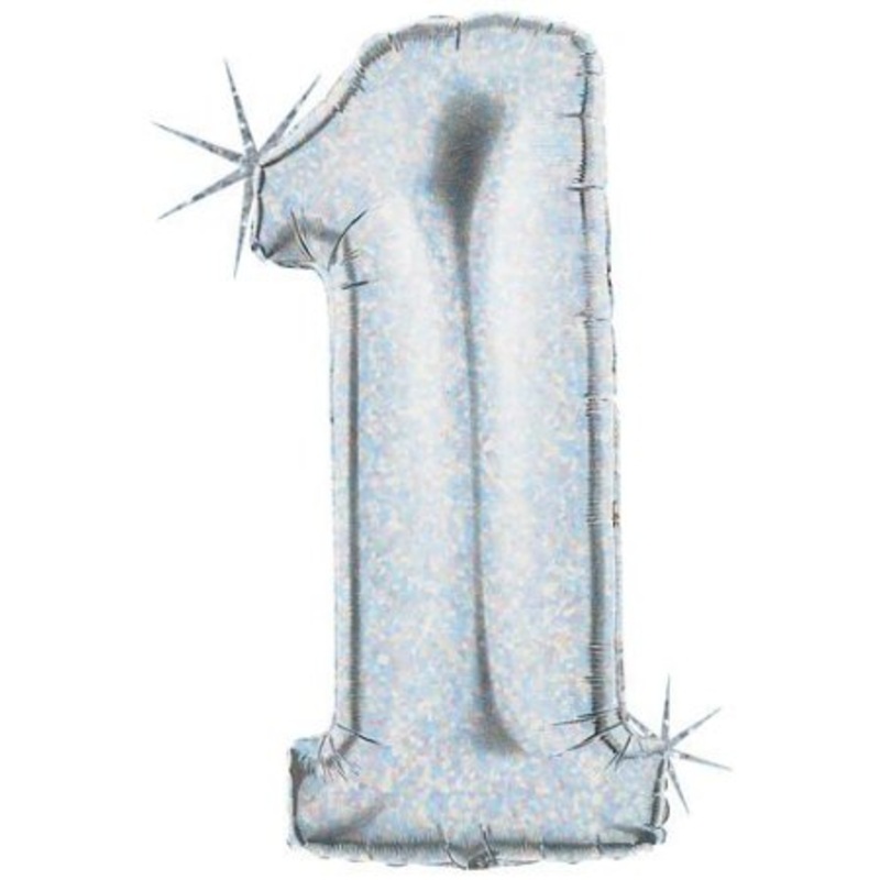 40" (34" Inflated) Holographic Number 1 Megaloon Balloon