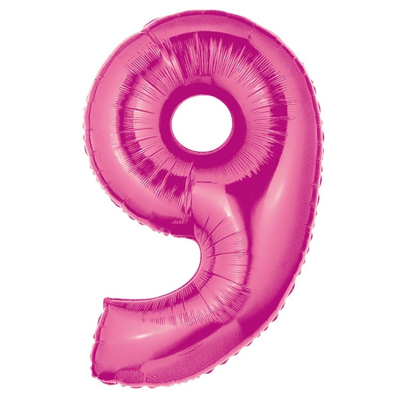 40" (34" Inflated) Large Number Balloon 9 Fuchsia/Pink