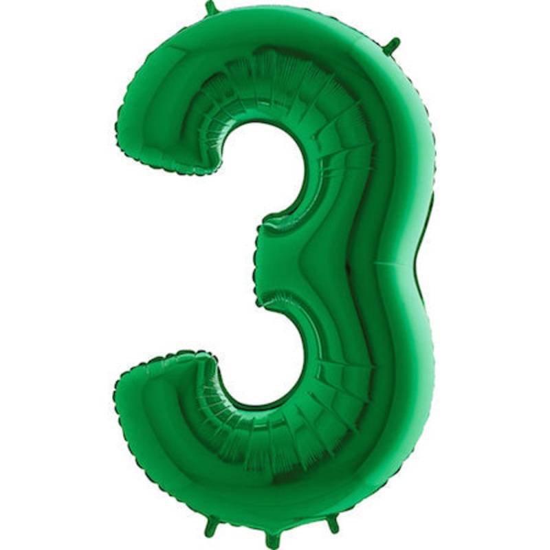 40" (34" Inflated) Megaloon Foil Shape 3 Green Number Balloon
