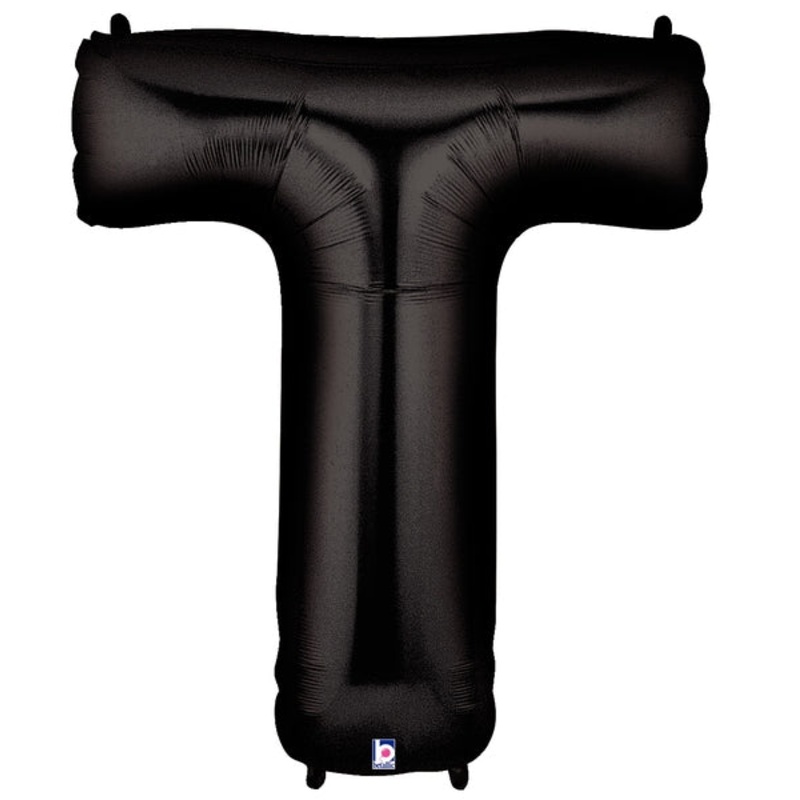 40" (34" Inflated) Megaloon Large Foil Letter Shape Balloon T Black