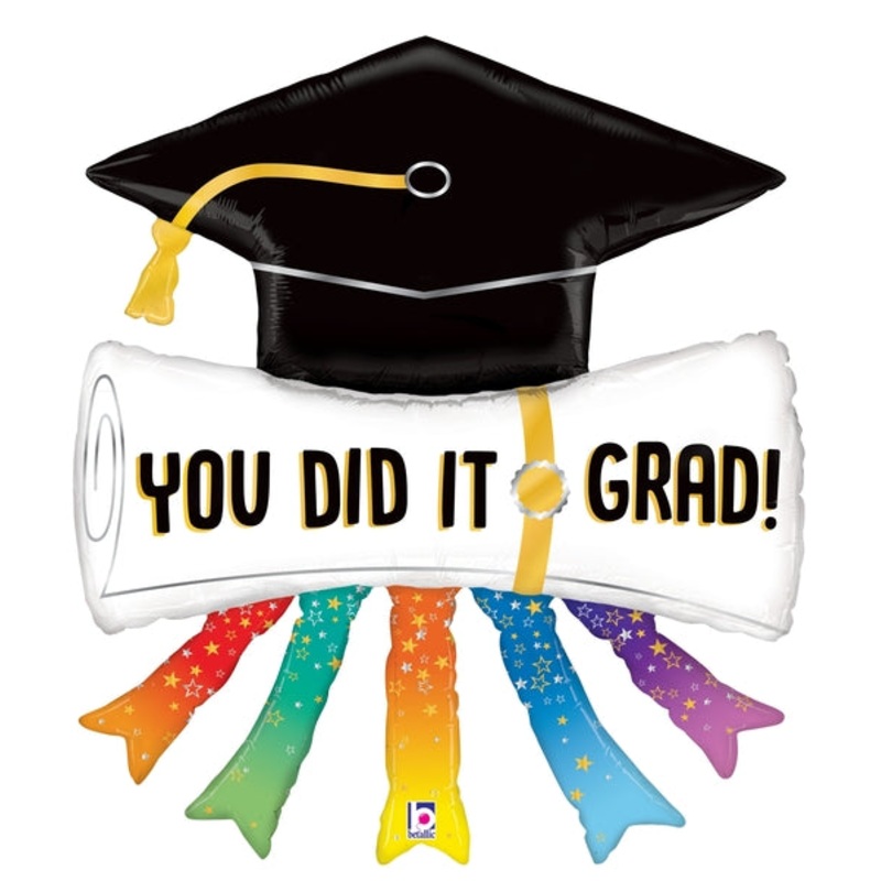 44" Foil Shape You Did It Grad Diploma Foil Balloon