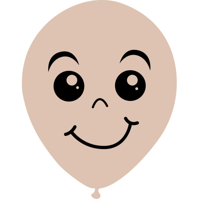 5" Latex Balloons Single Sided (25 Per Bag) Face Print 03 Decomex Skin Blush