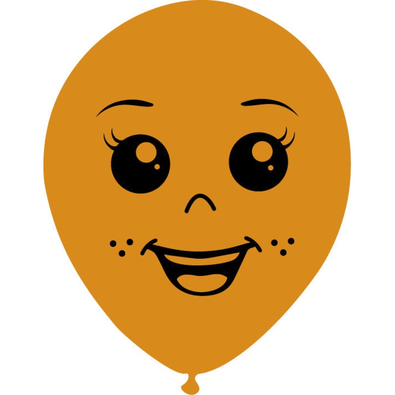 5" Latex Balloons Single Sided (25 Per Bag) Face Print 04 Decomex Mocha Brown