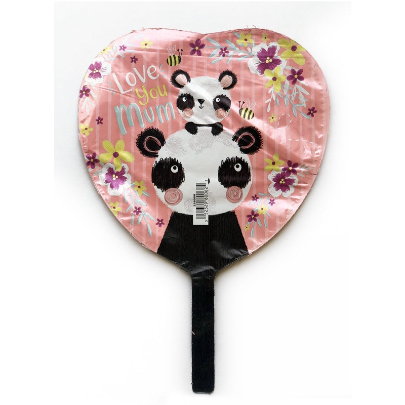 9" Airfill Only Love You Mum Pandas Foil Balloon