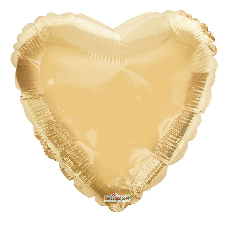 9" Airfill Only Solid Champagne Gold Heart Foil Balloon