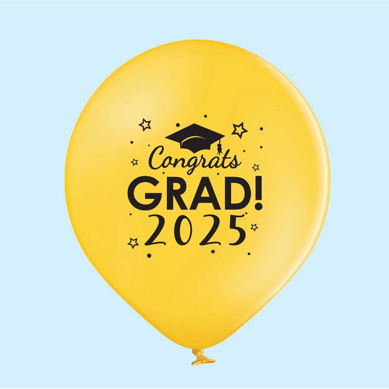 11" Congrats Grad 2025 Latex Balloons 25 Count Yellow