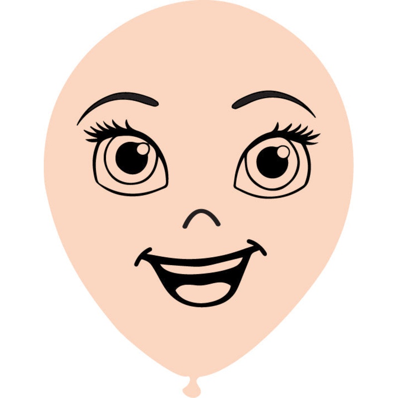 12" Latex Balloons Single Sided (25 Per Bag) Face Print 07 Decomex Pink Blush