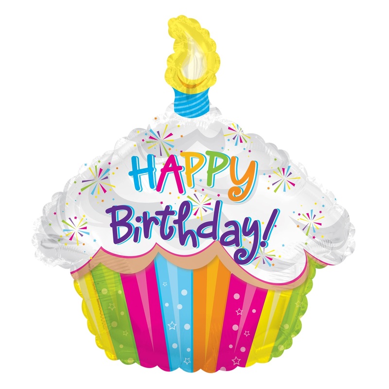 14" Airfill Only Foil Balloon Happy Birthday Cupcake Shape