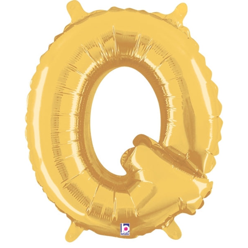 14" Airfill Only (Self Sealing) Megaloon Jr. Shape Letter Q Gold Balloon